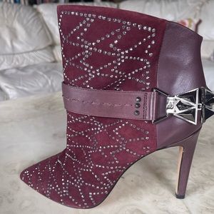Sam Edelman NEW dressy high heel burgundy swede ankle booty, 8.5